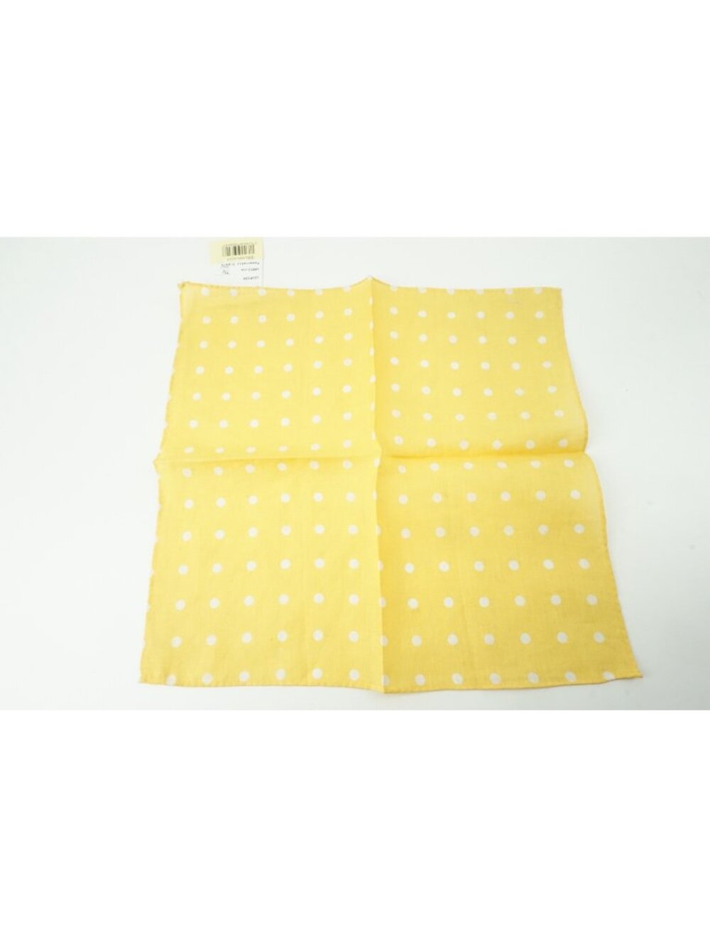 Rubinacci LH Sunflower Yellow White Polka Dot 100% Linen Pocket Square